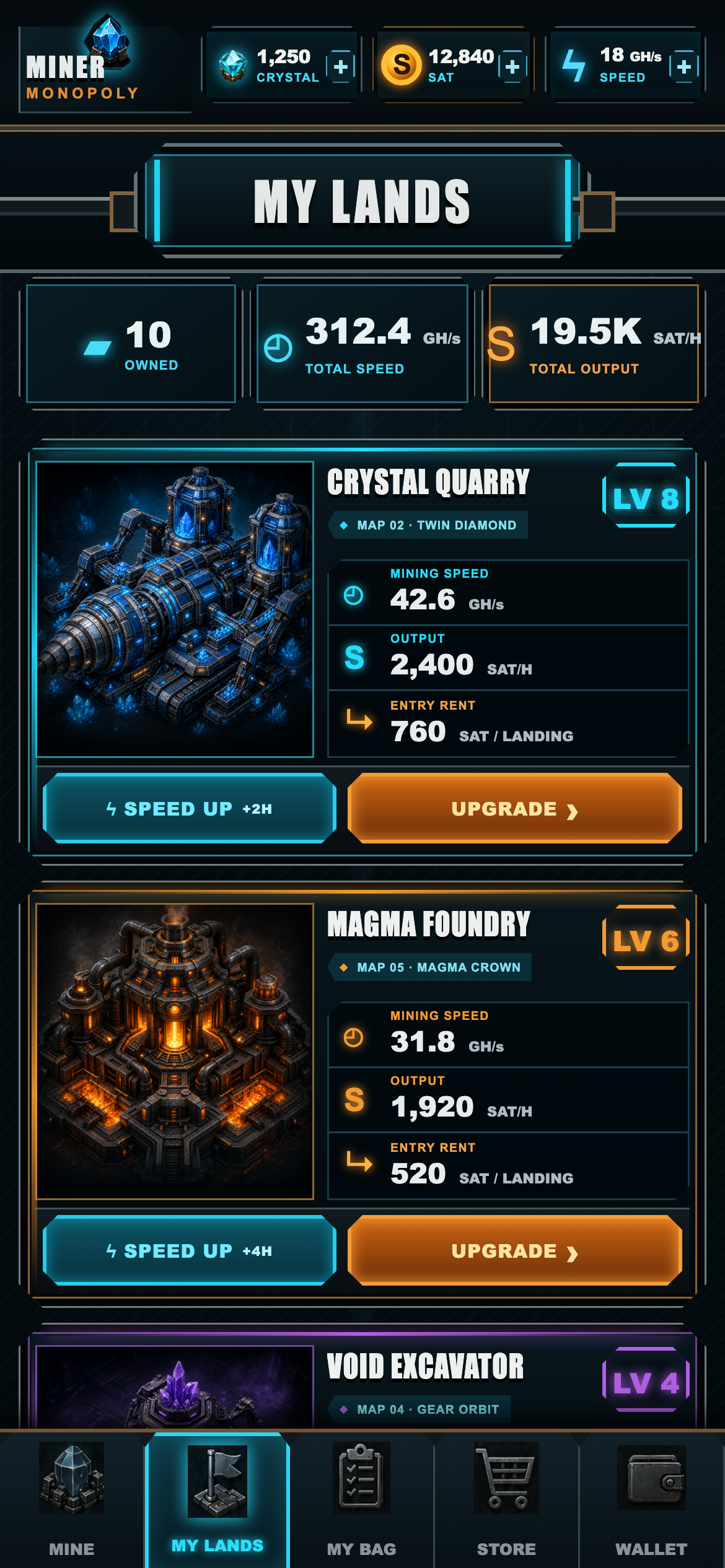 MineRoll mining lands interface